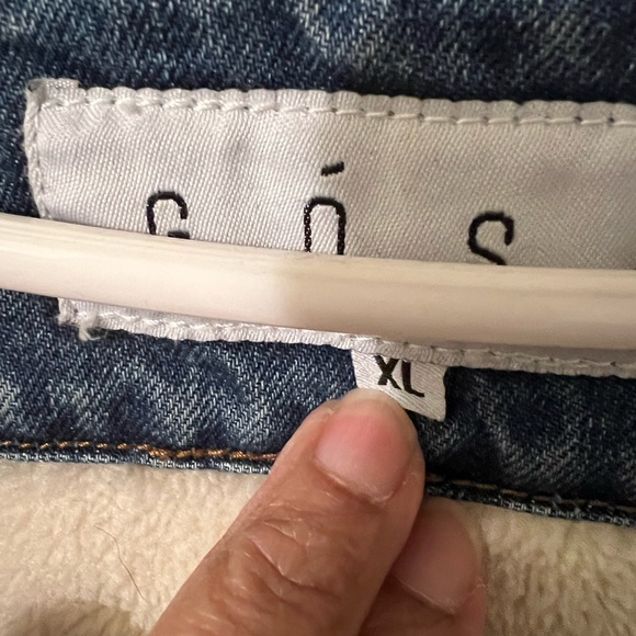 DENIM SHEARLING COAT BY GOSN IN A SIZE XL… EXCELLENT LIKE NEW CONDITION. UNISEX - Picture 8 of 9